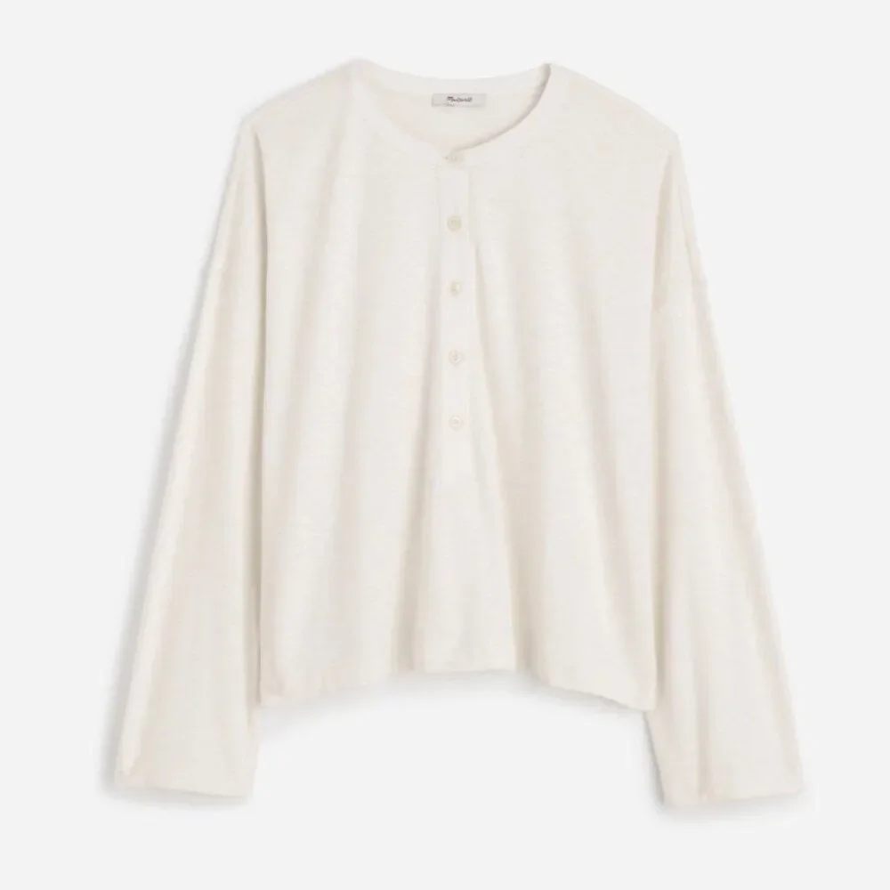 Madewell NU850 White Relaxed Henley Long-Sleeve Tee size small NWT